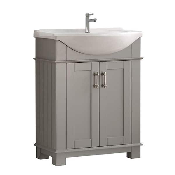 Fresca Hudson 30 in. W Traditional Bathroom Vanity in Gray with Ceramic ...