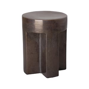 TX 18 in. H Glossy Glaze Gunmetal Round Ceramic Garden Stool