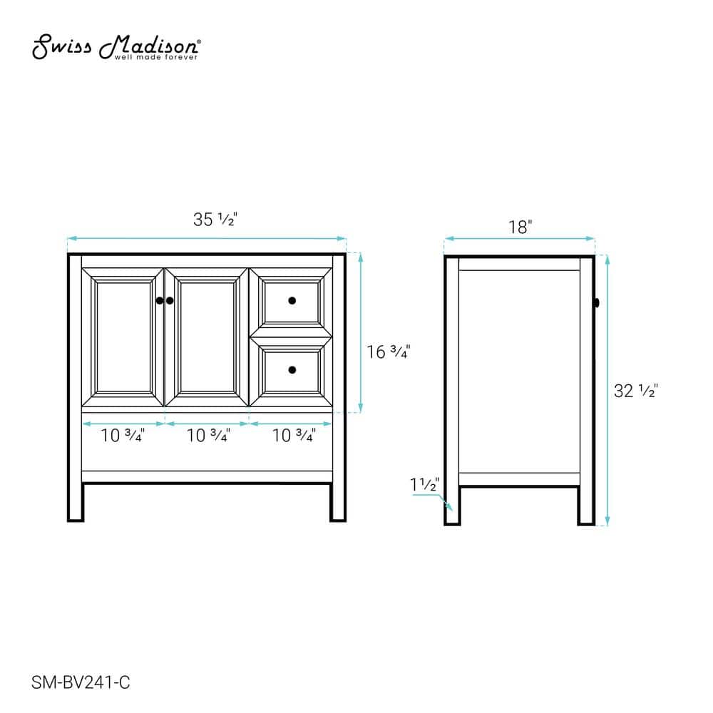 Chateau Natural Oak 36" Freestanding Single Bathroom Vanity