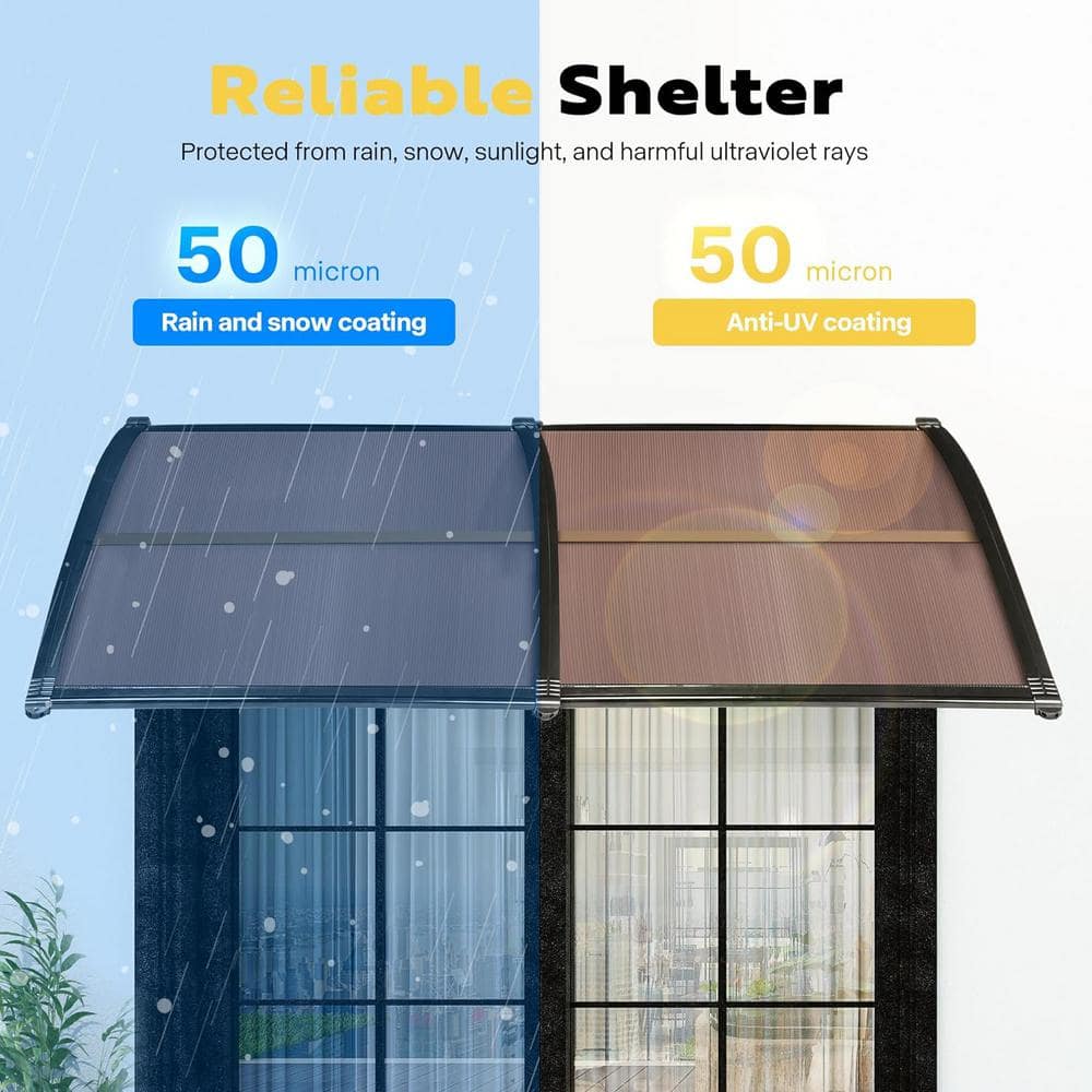 40'' Black Aluminum and Polycarbonate Door/Window Awning