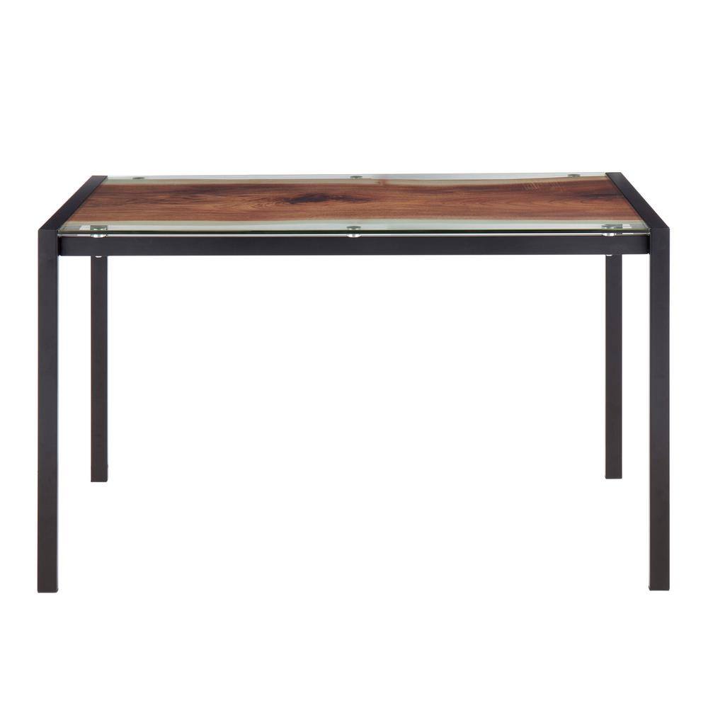 Rectangular Black Steel and Glass Dining Table