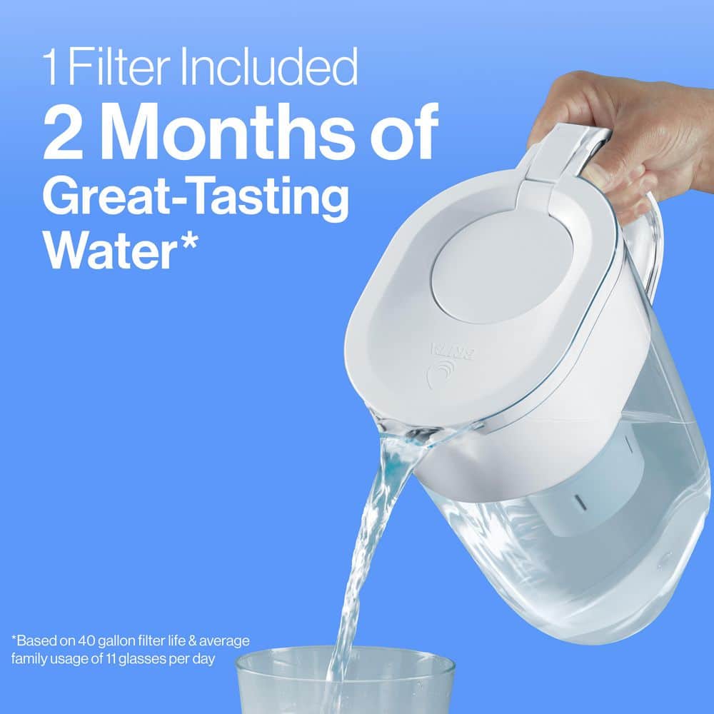 Brita 10-Cup White Plastic Water Filter Pitcher with Charcoal Filter