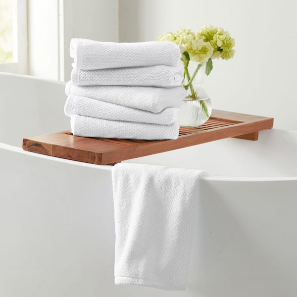 Optic White 6-Pack Cotton Quick-Dry Hand Towel Set