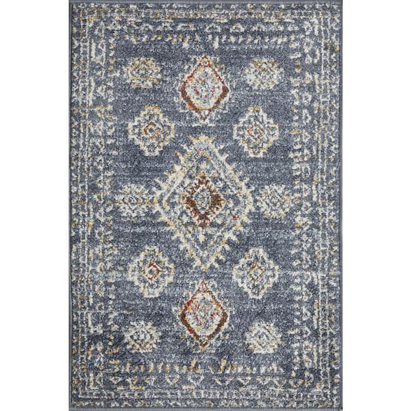 LOOMAKNOTI Alsbrooke Temarnie Blue 2 ft. x 3 ft. Oriental Polypropylene Area Rug