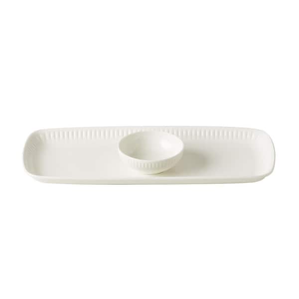 Lenox Profile 3.5 in. W x 1 in. H x 14 in. D White Porcelain Serving Tray with Bowl (Set of 2)