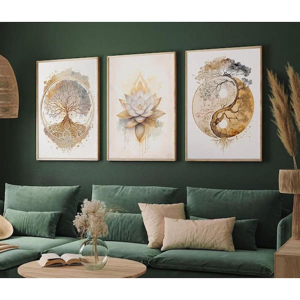 16H in. x 12W in. Framed Tree of Life Canvas Wall Art: Lotus Zen