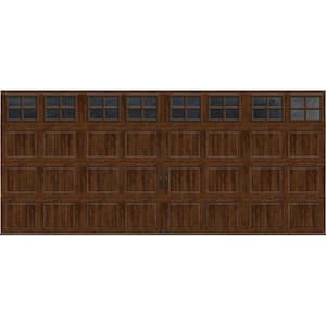 Gallery Steel Short Panel 16 ft x 7 ft Insulated 6.5 R-Value Wood Look Walnut Garage Door with SQ22 Windows
