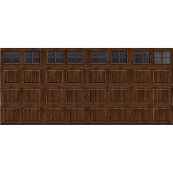 Clopay Gallery Collection 16 ft. x 7 ft. 18.4 R-Value Intellicore Insulated Ultra-Grain Walnut Garage Door with SQ22 Window
