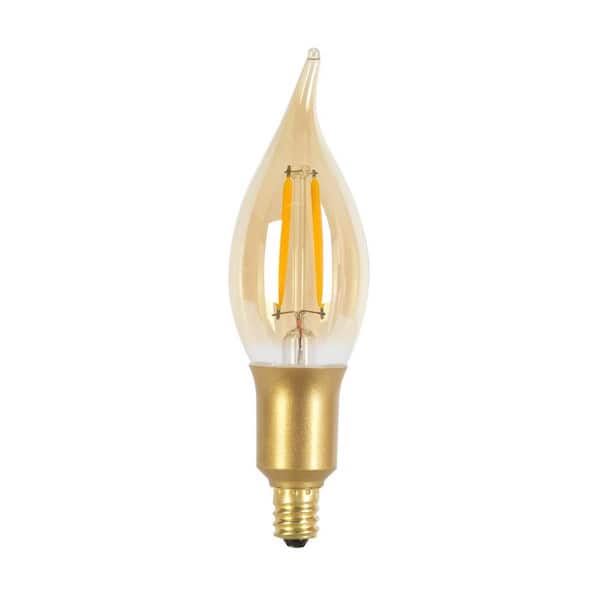 Globe Electric 40 Watt Equivalent CA10 Dimmable Straight Filament Vintage Edison LED Light Bulb, Warm Candle Light