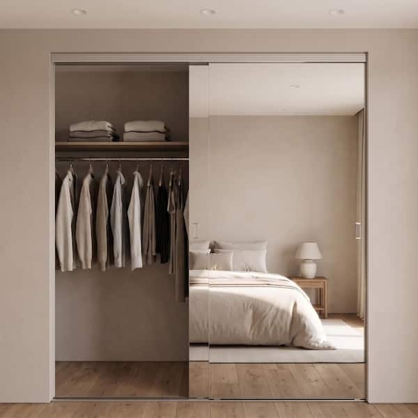 Polished Edge Mirror Solid Core Chrome MDF Interior Sliding Door