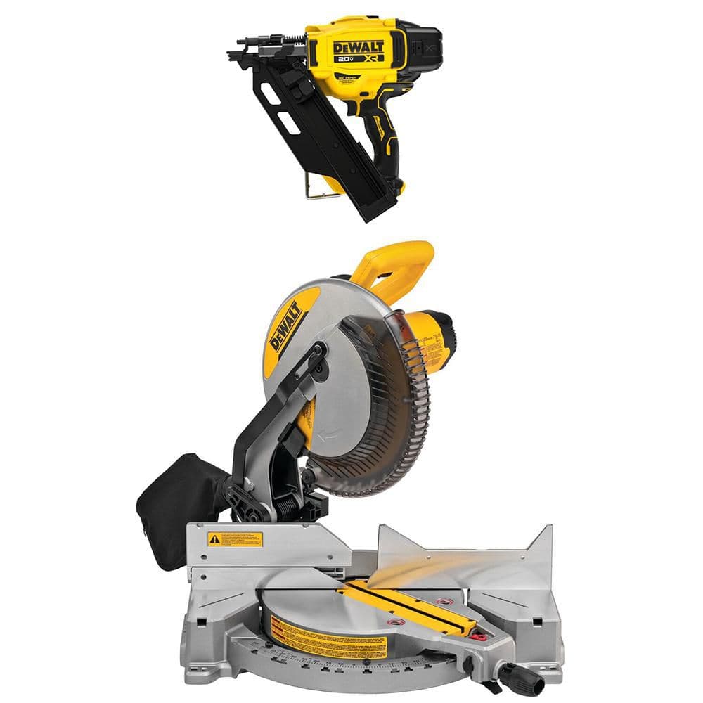 20V 3-1/2 in. 30 Degree Cordless Framing Nailer with 15 Amp Corded 12 in. Single Bevel Compound Miter Saw (Tools-Only) price history on PriceWatchPro