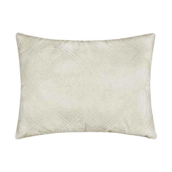 LEVTEX HOME Washed Linen Natural Quilted Linen Front/Cotton Back 36 in. x 20 in. King Sham