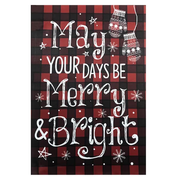 28 in. x 40 in. Red Buffalo Plaid Merry and Bright Christmas Garden Flag