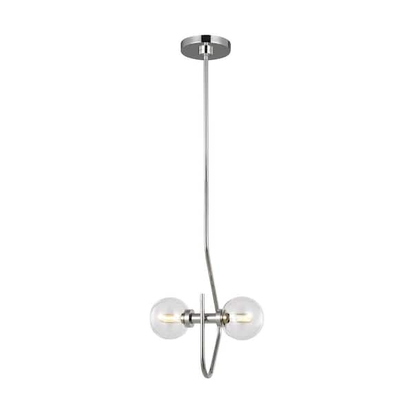 Generation Lighting ED Ellen DeGeneres Crafted by Generation Lighting Verne 2-Light Polished Nickel Pendant with Clear Glass Shades