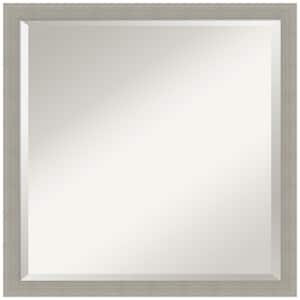 Woodgrain Stripe 22 in. x 22 in. Beveled Casual Square Wood Framed Wall Mirror in Gray