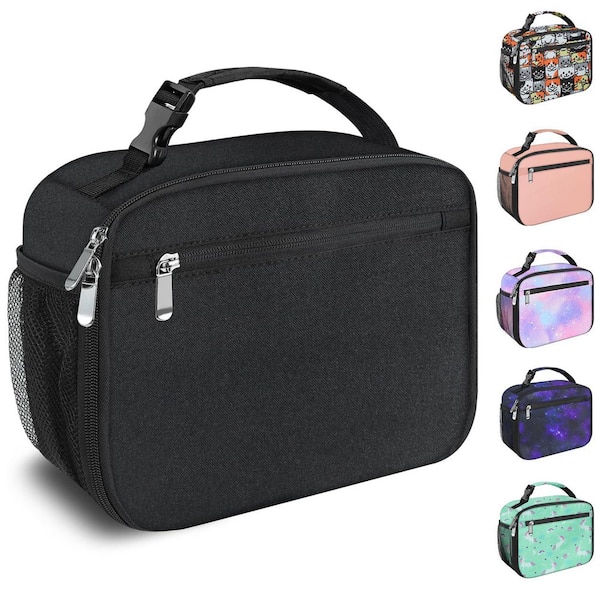 Black Lunch Bag for Kids and Adults, Suitable for School