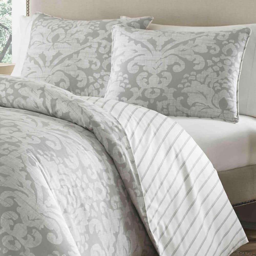 Camden Gray Cotton Reversible Full Comforter Set