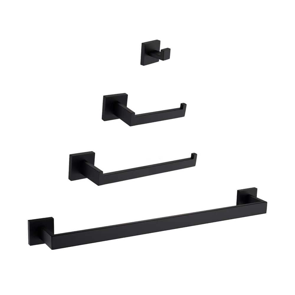 4-Piece Wall Mount Bathroom Towel Bar Hardware Set in Matte Black price history on PriceWatchPro