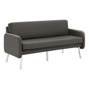 Lounge 58 in. Square Arm Faux Leather Rectangle Sofa in Smoke