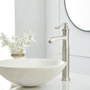 Single Hole Single-Handle Bathroom Vessel SInk Faucet With Pop-up Drain Assembly in Brushed Nickel
