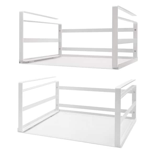 Angel Sar 16.14 in. x 9.84 in. Heavy Duty Slide-in Shelf Storage Basket Organizer Hanging Holder for Cabinet, White (2-Pack)