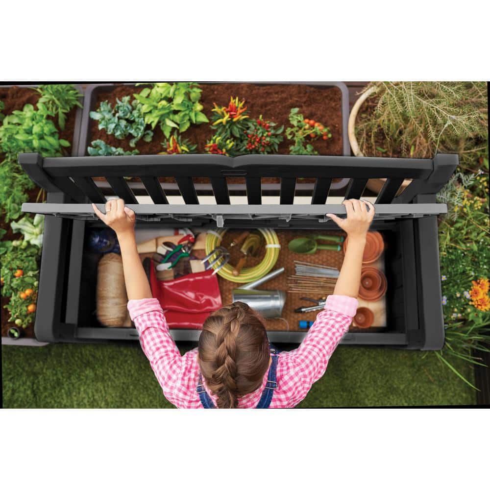 Graphite Resin Outdoor Storage Bench with 70 Gallon Capacity