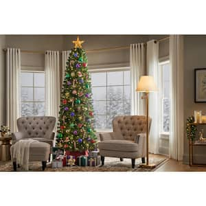 7.5 ft. Pre-Lit LED Festive Pine Slim Artificial Christmas Tree