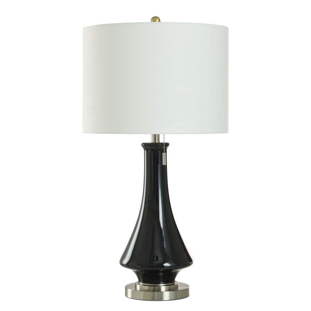 Bleaker 33 in. Black Transitional 1-Light Standard Floor Lamp for Living Room Linen Drum Shade price history on PriceWatchPro
