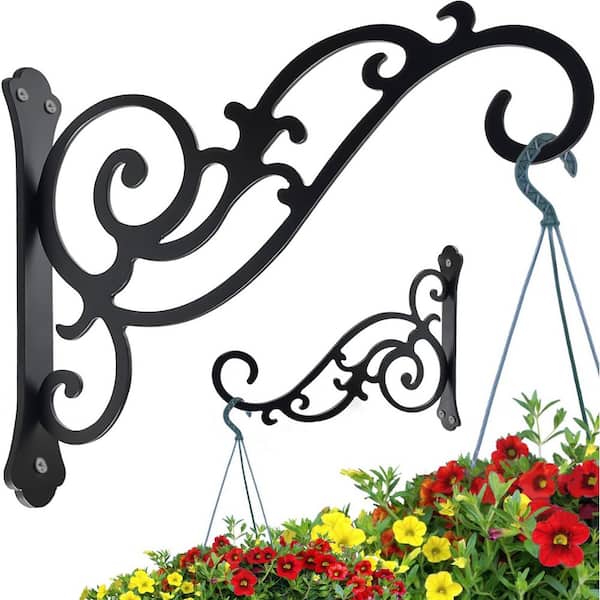 Vintage Iron Black Wall Mount Indoor Outdoor Planter Hanger Bracket with  Rustproof Finish, Bird Feeder, 2-Pack OE100PH033 - The Home Depot
