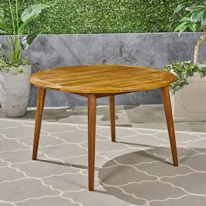 Hot Seller 47 in. Outdoor Brown Round Acacia Wood Dining Table for Patio, Backyard, Deck, Garden