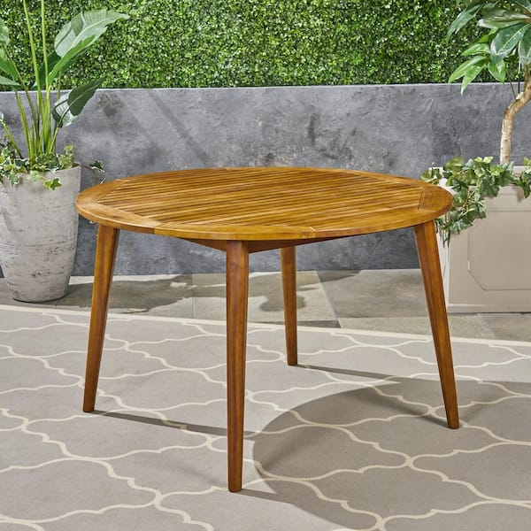 Unbranded Hot Seller 47 in. Outdoor Brown Round Acacia Wood Dining Table for Patio, Backyard, Deck, Garden