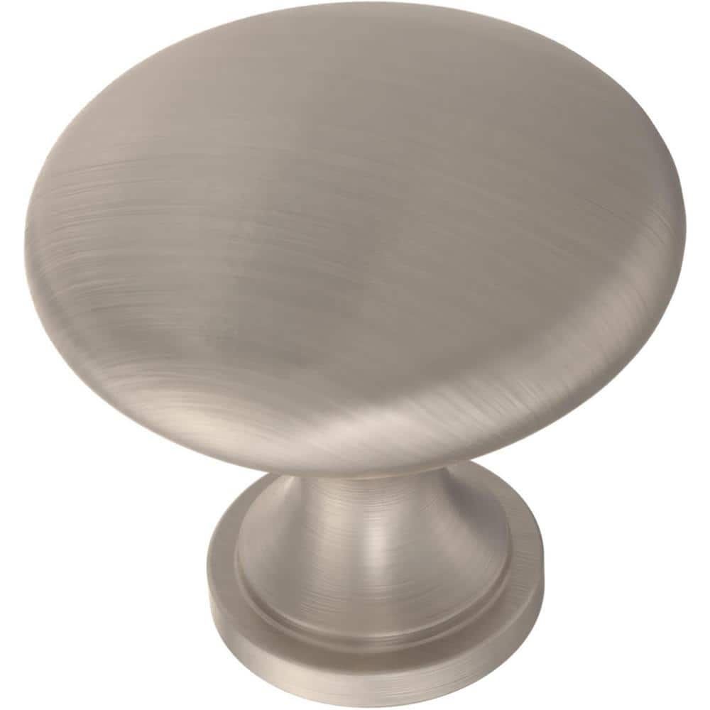 Satin Nickel Round Antimicrobial Cabinet Knob with Mounting Hardware