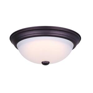 13.4 in. Oil Rubbed Bronze Integrated LED Flush Mount with Frosted Glass