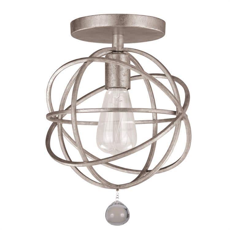 Olde Silver Crystal Globe Pendant Light