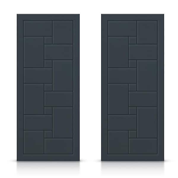 CALHOME 48 in. x 80 in. Hollow Core Charcoal Gray Painted Composite MDF Interior Double Closet Sliding Doors