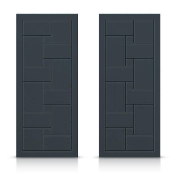 CALHOME 84 in. x 84 in. Hollow Core Charcoal Gray Painted Composite MDF Interior Double Closet Sliding Doors