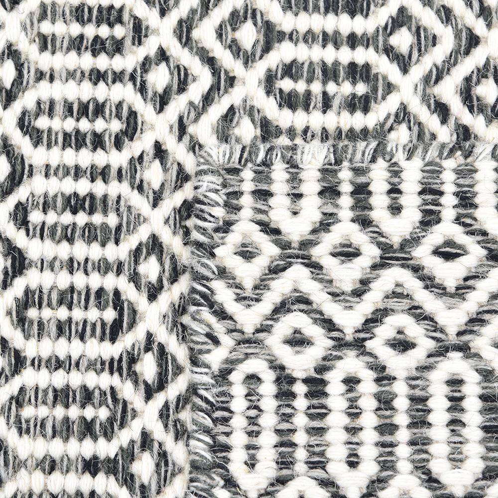 Charcoal Geometric Wool 6' x 9' Handmade Flat Woven Rug