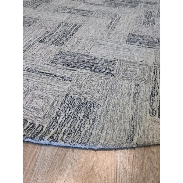 Multi Gray 6 ft. x 6 ft. Hand Tufted Wool Transitional Modern Tufted Area Rug