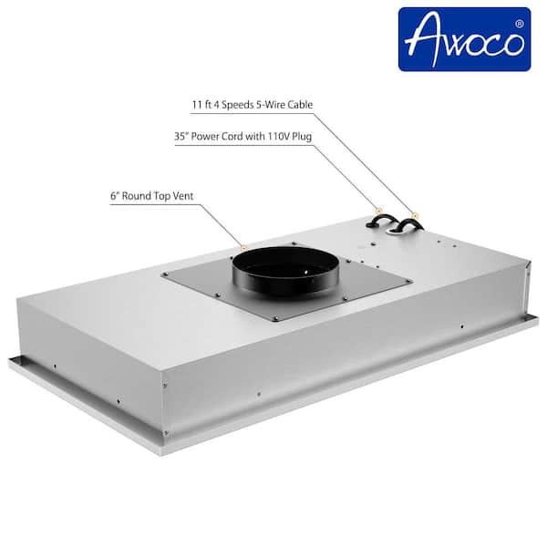 AWOCO Supreme Series 36 in. 1000 CFM Ducted Under Cabinet Range Hood in  Stainless Steel with Remote Control RH-S10-36E - The Home Depot