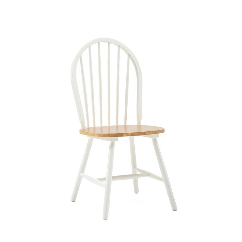 Windsor-Inspired White & Natural High Slat Side Chair Set