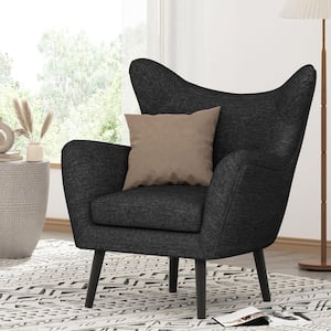 Edenbrook Black Textured Tweed Fabric Wingback Club Chair