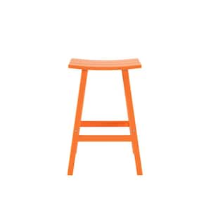 Franklin Orange 29 in. Poly HDPE Fade Resistant Outdoor Patio Saddle Seat Pub Height Bar Stool