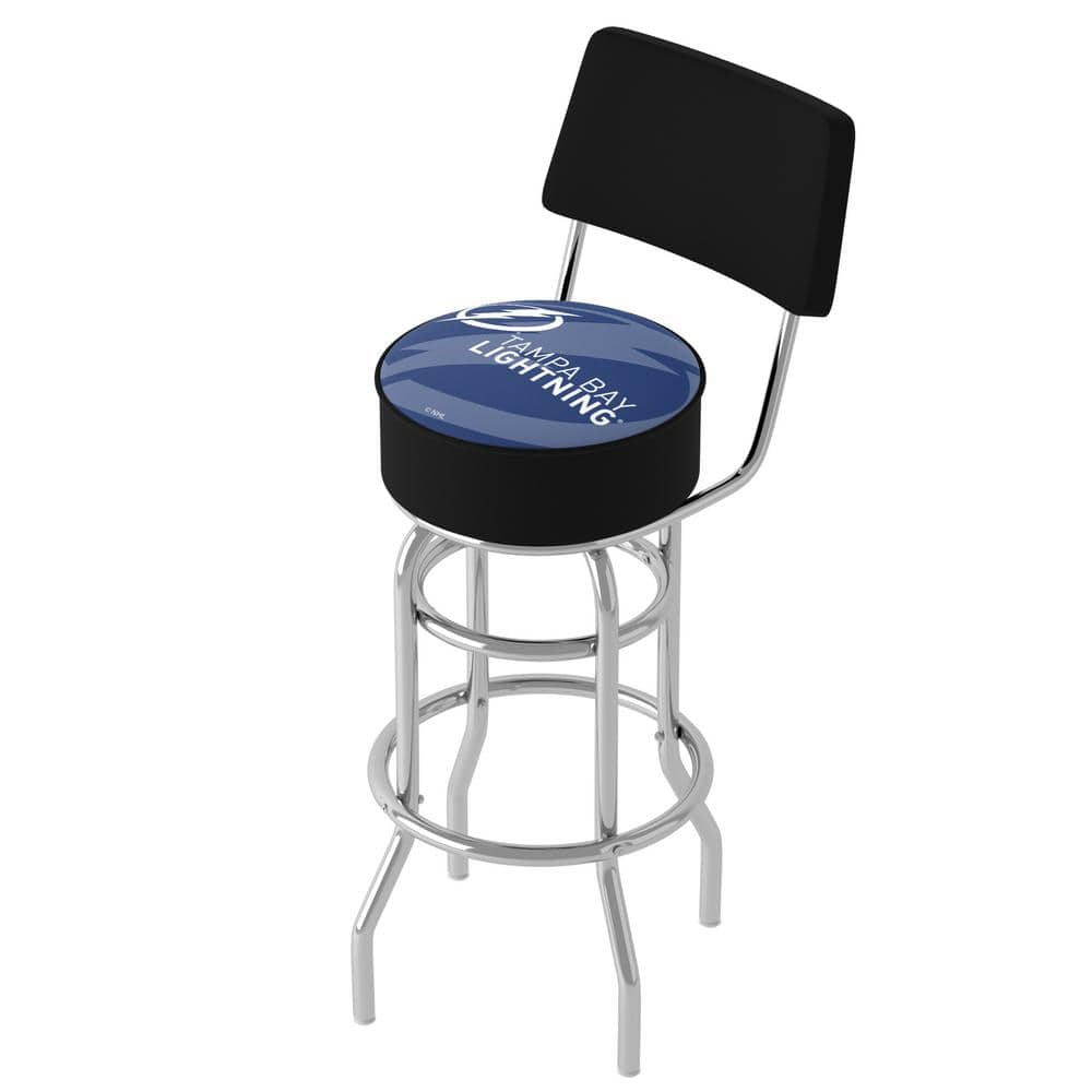 Tampa Bay Lightning Watermark 31 in. Blue Low Back Metal Bar Stool with