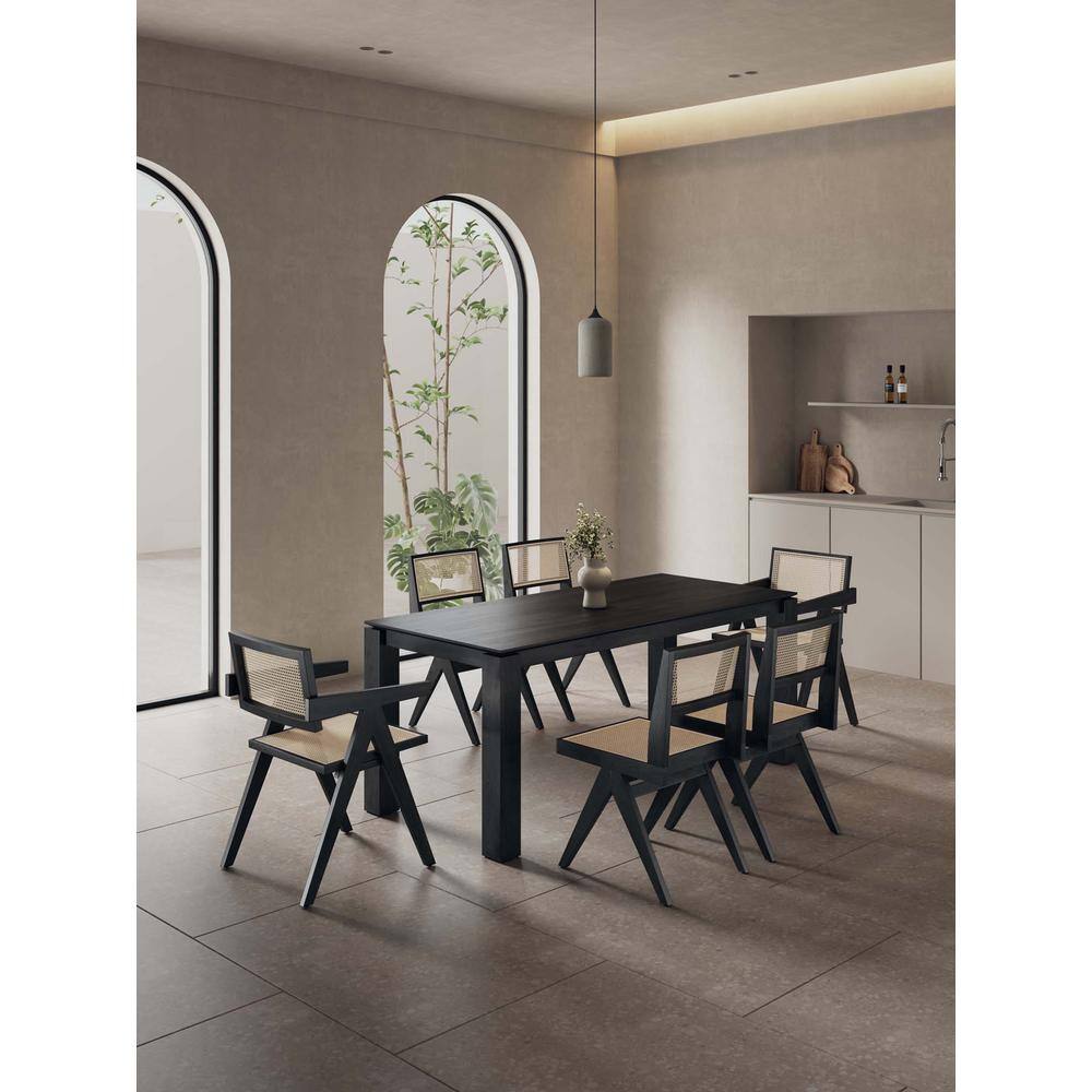 Rockaway Black and Natural Ash Wood 7-Piece Dining Set