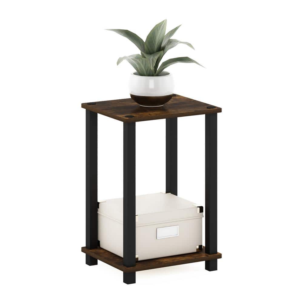 Amber Pine and Black Minimalist End Table