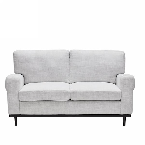 Homy Casa Lively 58.3 in. Square Arms Fabric 2-Seater Lawson Straight Sofa Loveseat in Light Gray Color