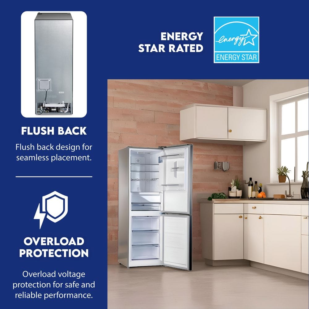 EcoSlim 11.5 cu.ft Stainless Steel Bottom Freezer Refrigerator with Wine Rack