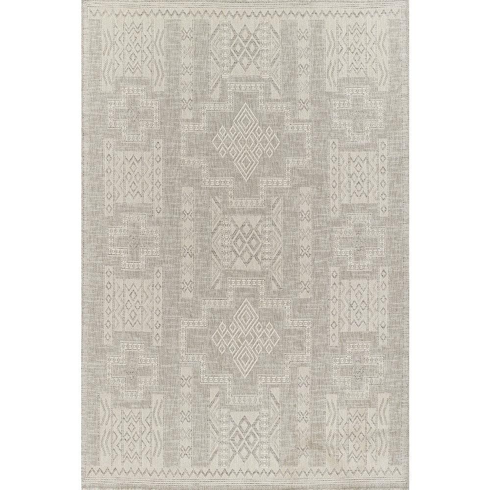 Dynamic Geometric Gray Synthetic Easy-Care Rug 2' x 3'