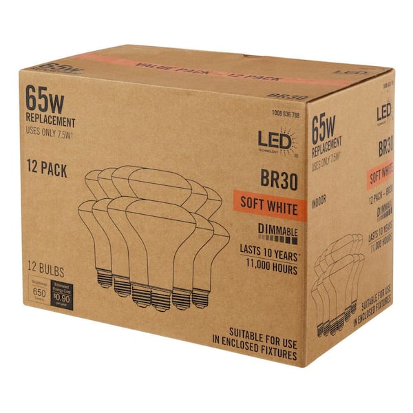 Philips 65W Equivalent Daylight BR30 Dimmable LED Flood Light Bulb (12-Pack)