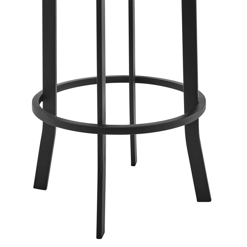 Gray Faux Leather and Black Metal Swivel Bar Stool